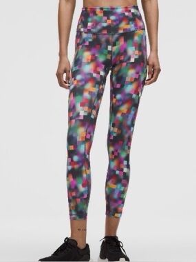 lululemon athletica Multicolor Pixel-Block wunder train leggings